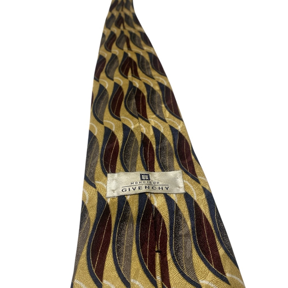 Givenchy Gold and Brown Wave Pattern Tie